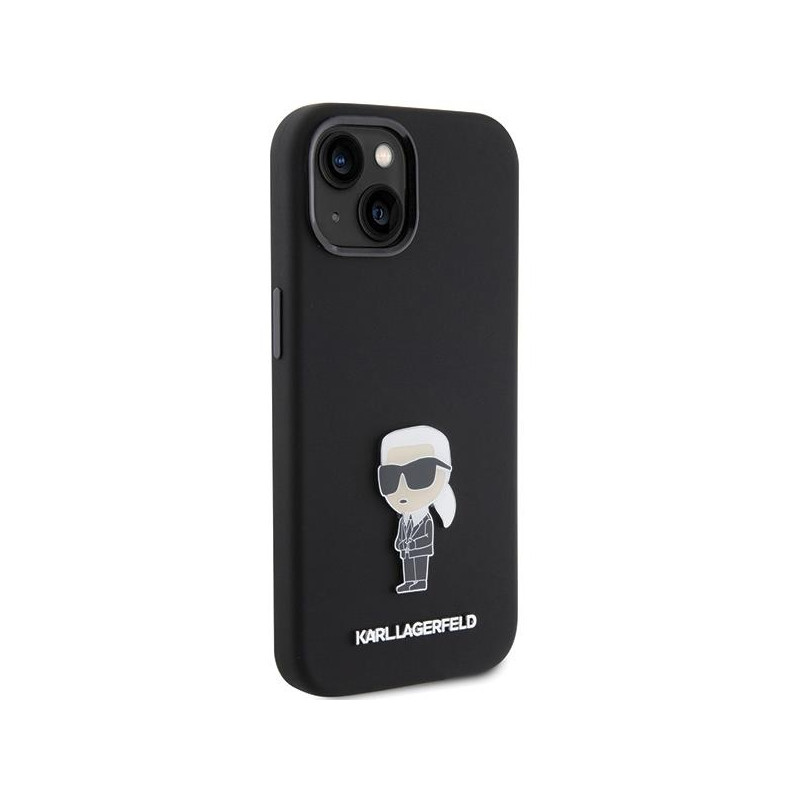 Etui Karl Lagerfeld Silicone Ikonik Metal Pin na iPhone 15 - czarne