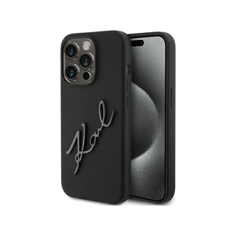 Etui Karl Lagerfeld Silicone Karl Script na iPhone 15 Pro Max - czarne Etui Karl Lagerfeld Silicone Karl Script na iPhone 15 Pro Max - czarne