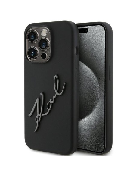 Etui Karl Lagerfeld Silicone Karl Script na iPhone 15 Pro Max - czarne Etui Karl Lagerfeld Silicone Karl Script na iPhone 15 Pro Max - czarne