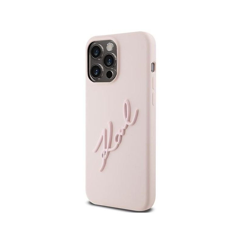 Etui Karl Lagerfeld Silicone Karl Script na iPhone 15 Pro Max - różowe