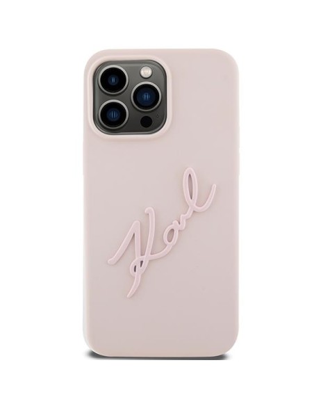 Etui Karl Lagerfeld Silicone Karl Script na iPhone 15 Pro Max - różowe Etui Karl Lagerfeld Silicone Karl Script na iPhone 15 Pro Max - różowe