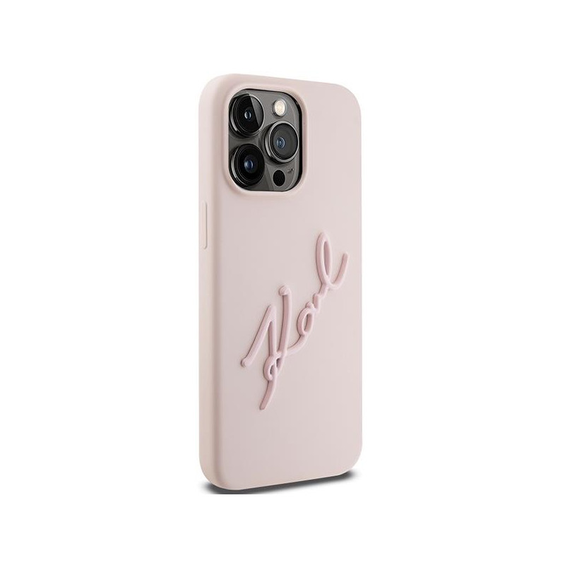 Etui Karl Lagerfeld Silicone Karl Script na iPhone 15 Pro Max - różowe