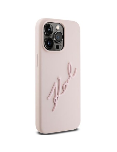 Etui Karl Lagerfeld Silicone Karl Script na iPhone 15 Pro Max - różowe Etui Karl Lagerfeld Silicone Karl Script na iPhone 15 Pro Max - różowe