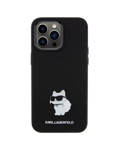 Etui Karl Lagerfeld Silicone Choupette Metal Pin na iPhone 15 Pro Max - czarne Etui Karl Lagerfeld Silicone Choupette Metal Pin na iPhone 15 Pro Max - czarne