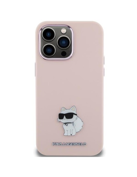 Etui Karl Lagerfeld Silicone Choupette Metal Pin na iPhone 15 Pro Max - różowe Etui Karl Lagerfeld Silicone Choupette Metal Pin na iPhone 15 Pro Max - różowe