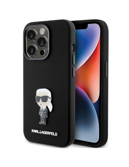 Etui Karl Lagerfeld Silicone Ikonik Metal Pin na iPhone 15 Pro Max - czarne Etui Karl Lagerfeld Silicone Ikonik Metal Pin na iPhone 15 Pro Max - czarne