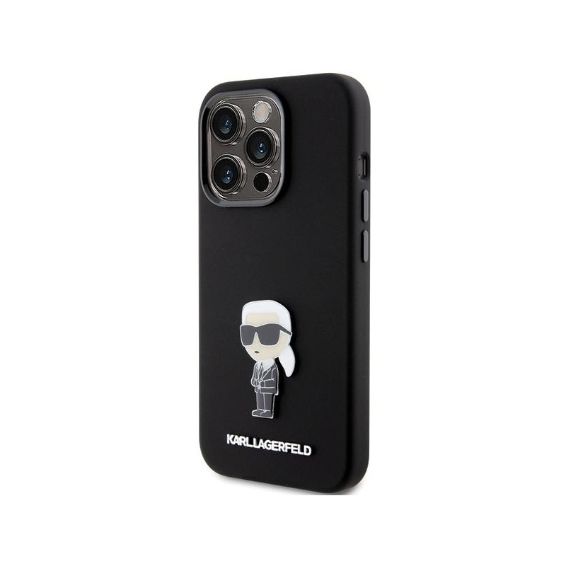 Etui Karl Lagerfeld Silicone Ikonik Metal Pin na iPhone 15 Pro Max - czarne