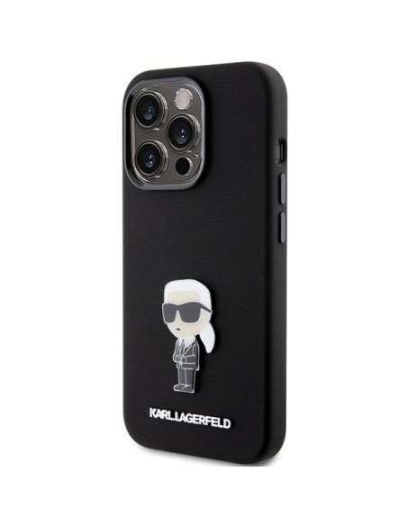 Etui Karl Lagerfeld Silicone Ikonik Metal Pin na iPhone 15 Pro Max - czarne Etui Karl Lagerfeld Silicone Ikonik Metal Pin na iPhone 15 Pro Max - czarne