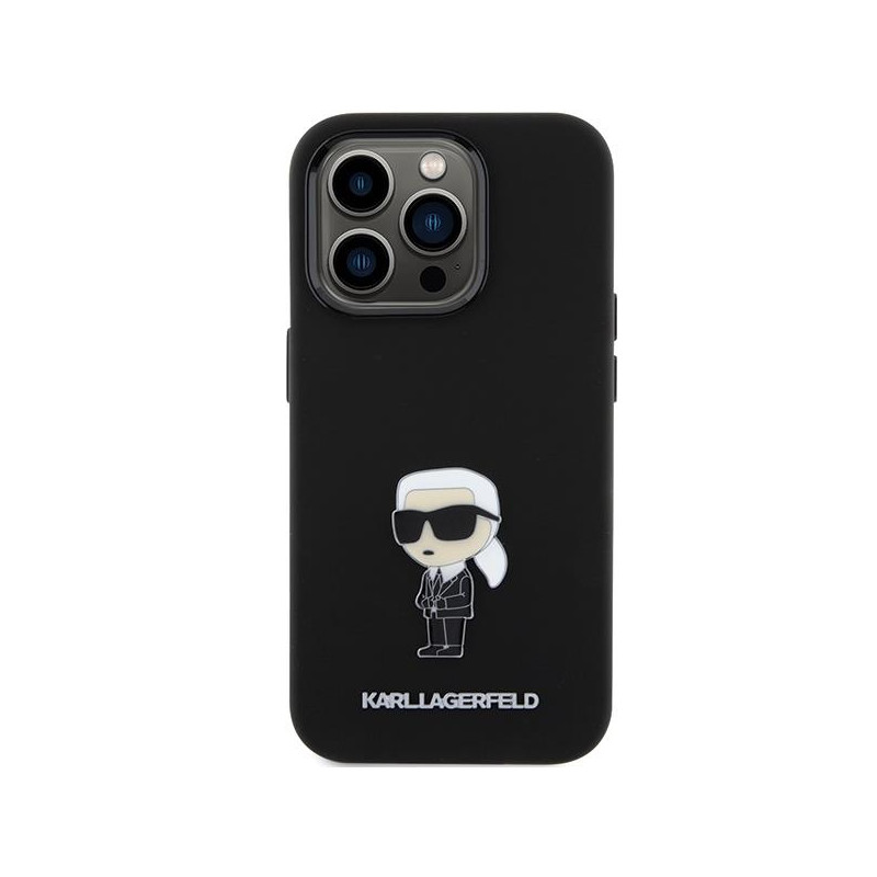 Etui Karl Lagerfeld Silicone Ikonik Metal Pin na iPhone 15 Pro Max - czarne