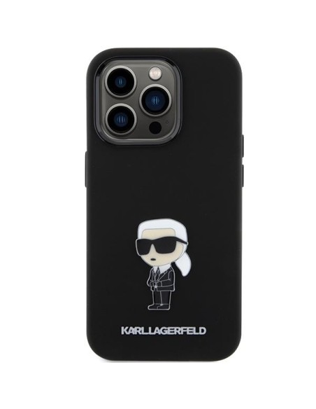 Etui Karl Lagerfeld Silicone Ikonik Metal Pin na iPhone 15 Pro Max - czarne Etui Karl Lagerfeld Silicone Ikonik Metal Pin na iPhone 15 Pro Max - czarne