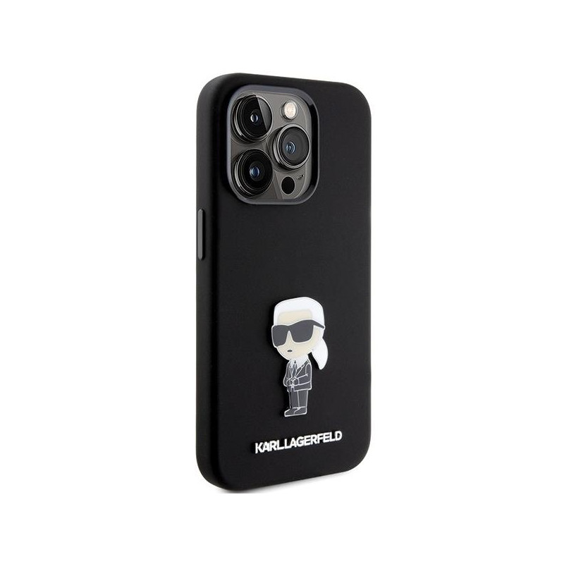 Etui Karl Lagerfeld Silicone Ikonik Metal Pin na iPhone 15 Pro Max - czarne