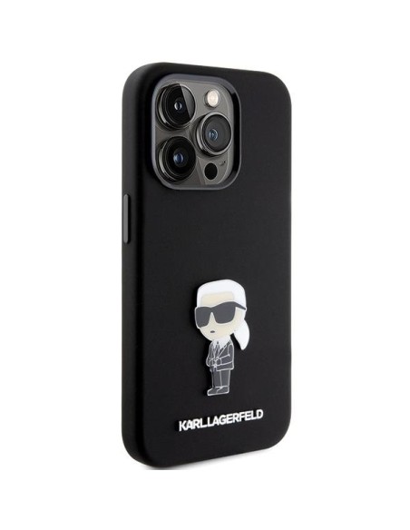 Etui Karl Lagerfeld Silicone Ikonik Metal Pin na iPhone 15 Pro Max - czarne Etui Karl Lagerfeld Silicone Ikonik Metal Pin na iPhone 15 Pro Max - czarne