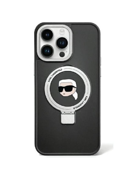 Etui Karl Lagerfeld Ring Stand Karl Head MagSafe na iPhone 15 Plus / 14 Plus - czarne