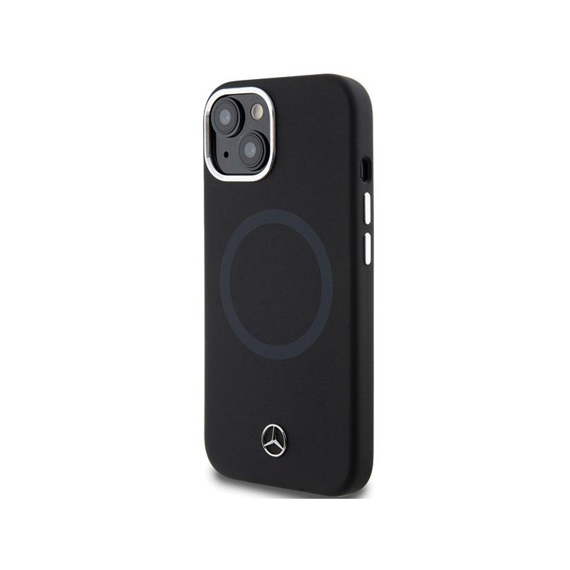Etui Mercedes Silicone Bicolor MagSafe na iPhone 15 - czarne