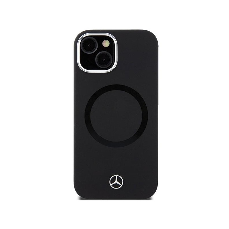 Etui Mercedes Silicone Bicolor MagSafe na iPhone 15 - czarne