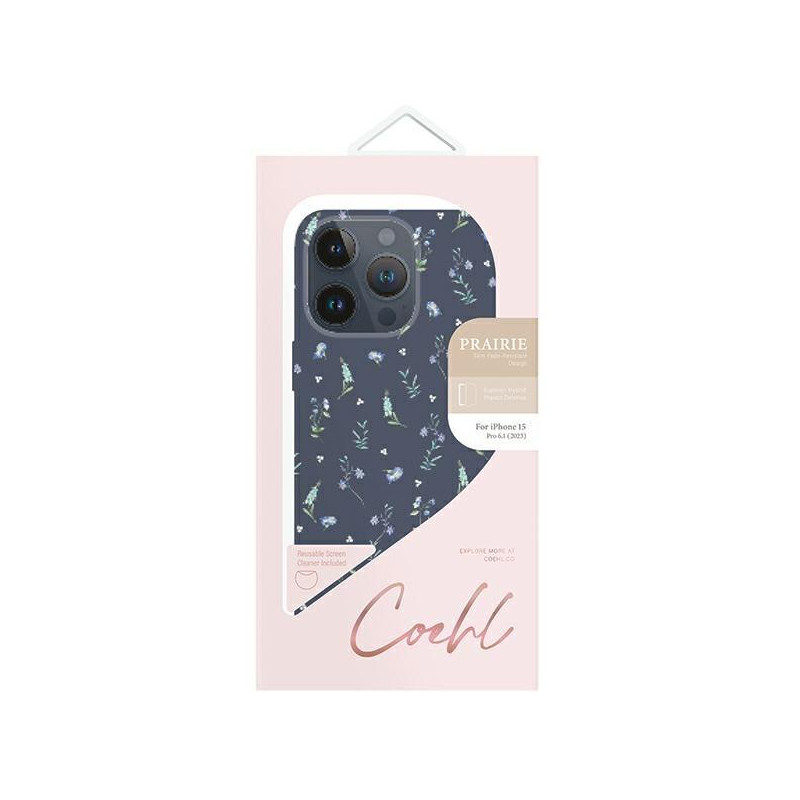 Etui UNIQ Coehl Prairie na iPhone 15 Pro - granatowe