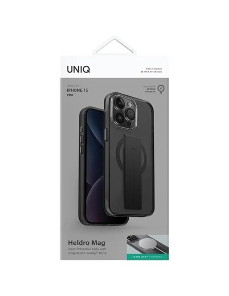 Etui UNIQ Heldro Mag Magclick Charging na iPhone 15 Pro - czarne Etui UNIQ Heldro Mag Magclick Charging na iPhone 15 Pro - czarne