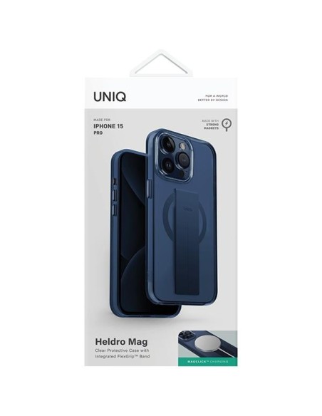 Etui UNIQ Heldro Mag Magclick Charging na iPhone 15 Pro - niebieskie Etui UNIQ Heldro Mag Magclick Charging na iPhone 15 Pro - niebieskie
