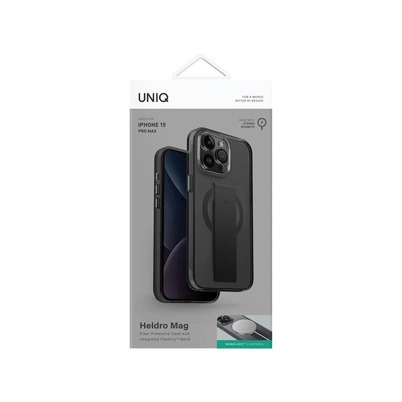 Etui UNIQ Heldro Mag Magclick Charging na iPhone 15 Pro Max - czarne