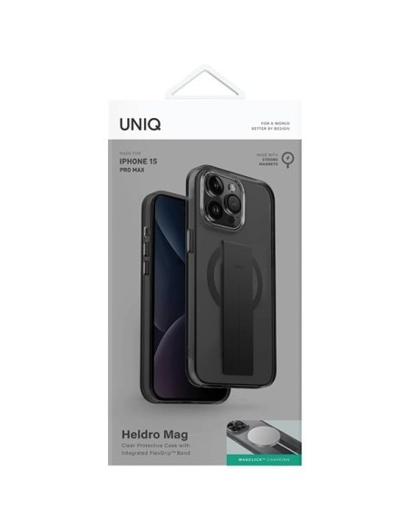Etui UNIQ Heldro Mag Magclick Charging na iPhone 15 Pro Max - czarne Etui UNIQ Heldro Mag Magclick Charging na iPhone 15 Pro Max - czarne