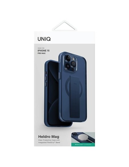 Etui UNIQ Heldro Mag Magclick Charging na iPhone 15 Pro Max - niebieskie Etui UNIQ Heldro Mag Magclick Charging na iPhone 15 Pro Max - niebieskie