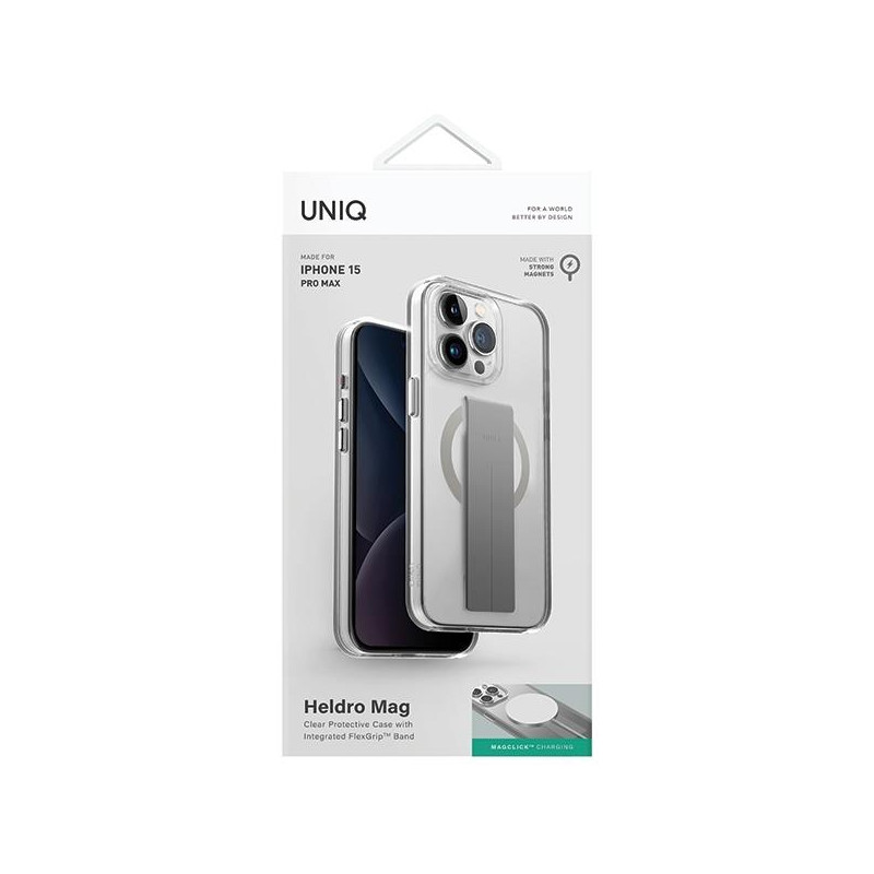 Etui UNIQ Heldro Mag Magclick Charging na iPhone 15 Pro Max - przezroczyste