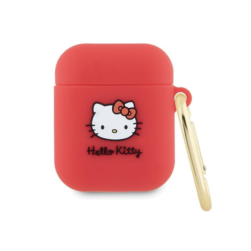 Etui Hello Kitty Silicone 3D Kitty Head na AirPods 1/ 2 - fuksjowe