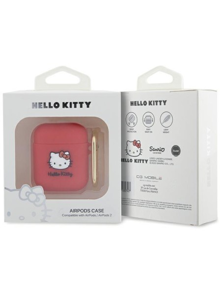 Etui Hello Kitty Silicone 3D Kitty Head na AirPods 1/ 2 - fuksjowe Etui Hello Kitty Silicone 3D Kitty Head na AirPods 1/ 2 - fuksjowe