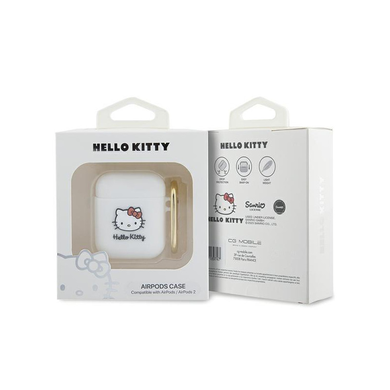 Etui Hello Kitty Silicone 3D Kitty Head na AirPods 1/ 2 - białe