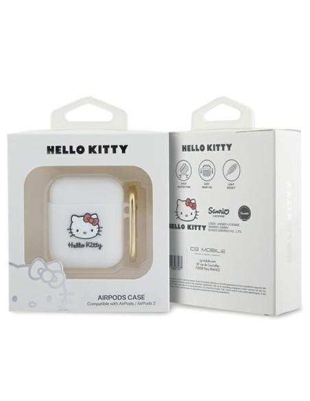Etui Hello Kitty Silicone 3D Kitty Head na AirPods 1/ 2 - białe Etui Hello Kitty Silicone 3D Kitty Head na AirPods 1/ 2 - białe