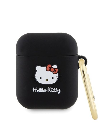Etui Hello Kitty Silicone 3D Kitty Head na AirPods 1/ 2 - czarne Etui Hello Kitty Silicone 3D Kitty Head na AirPods 1/ 2 - czarne