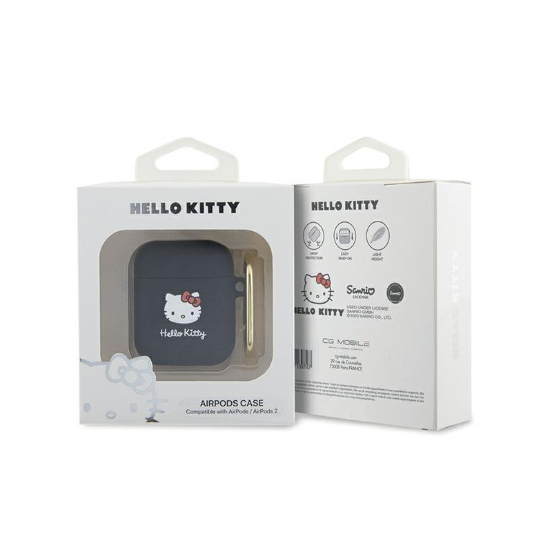 Etui Hello Kitty Silicone 3D Kitty Head na AirPods 1/ 2 - czarne