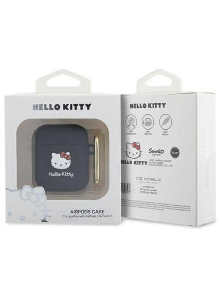Etui Hello Kitty Silicone 3D Kitty Head na AirPods 1/ 2 - czarne Etui Hello Kitty Silicone 3D Kitty Head na AirPods 1/ 2 - czarne