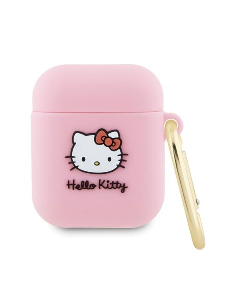 Etui Hello Kitty Silicone 3D Kitty Head na AirPods 1/ 2 - różowe Etui Hello Kitty Silicone 3D Kitty Head na AirPods 1/ 2 - różowe
