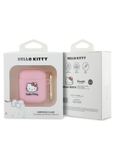 Etui Hello Kitty Silicone 3D Kitty Head na AirPods 1/ 2 - różowe Etui Hello Kitty Silicone 3D Kitty Head na AirPods 1/ 2 - różowe