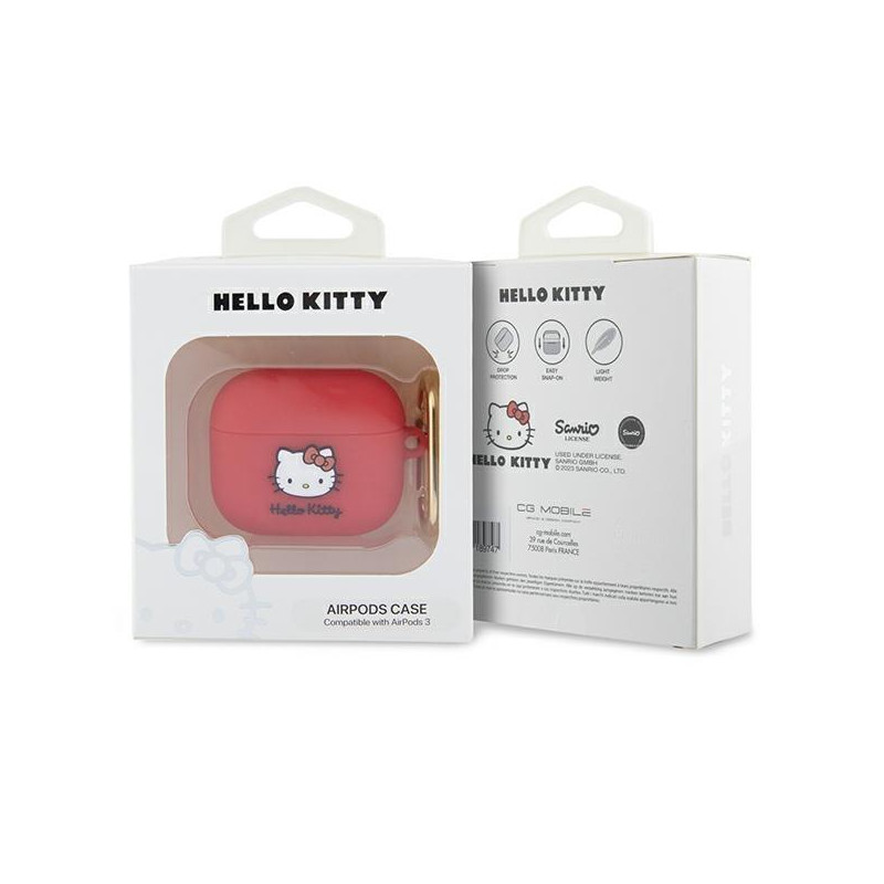 Etui Hello Kitty Silicone 3D Kitty Head na AirPods 3 - fuksjowe