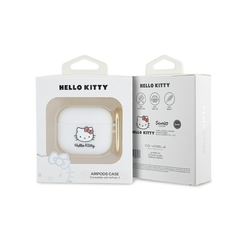 Etui Hello Kitty Silicone 3D Kitty Head na AirPods 3 - białe