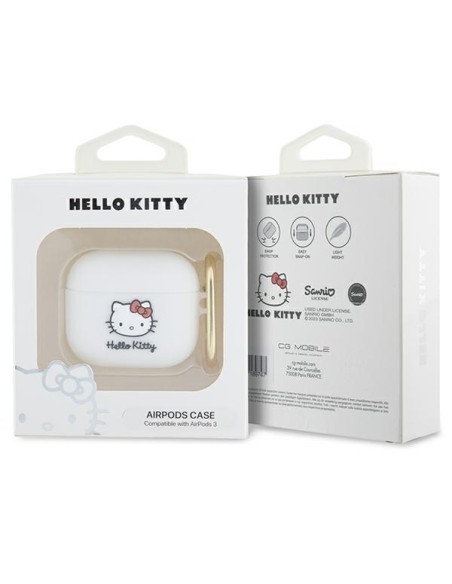 Etui Hello Kitty Silicone 3D Kitty Head na AirPods 3 - białe Etui Hello Kitty Silicone 3D Kitty Head na AirPods 3 - białe