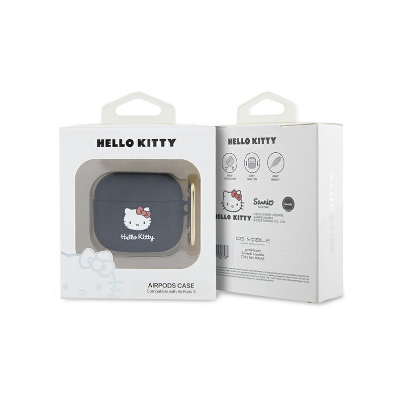 Etui Hello Kitty Silicone 3D Kitty Head na AirPods 3 - czarne