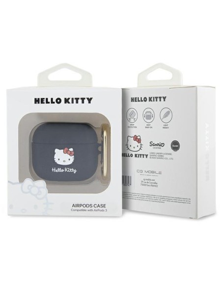 Etui Hello Kitty Silicone 3D Kitty Head na AirPods 3 - czarne Etui Hello Kitty Silicone 3D Kitty Head na AirPods 3 - czarne