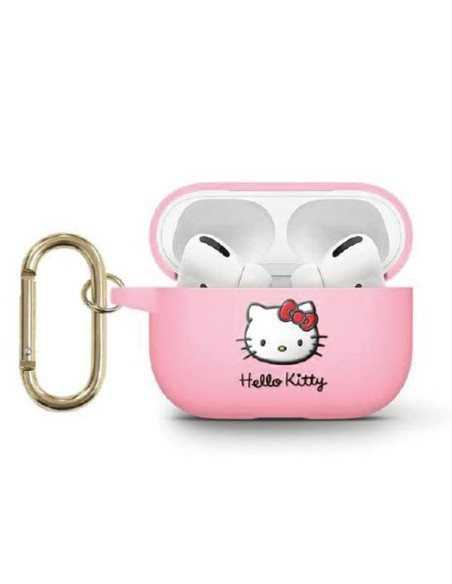Etui Hello Kitty Silicone 3D Kitty Head na AirPods 3 - różowe Etui Hello Kitty Silicone 3D Kitty Head na AirPods 3 - różowe