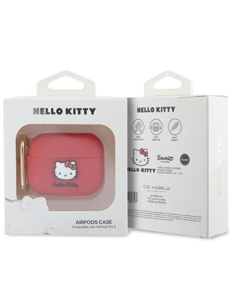 Etui Hello Kitty Silicone 3D Kitty Head na AirPods Pro 2 (2022/ 2023) - fuksjowe Etui Hello Kitty Silicone 3D Kitty Head na AirPods Pro 2 (2022/ 2023) - fuksjowe