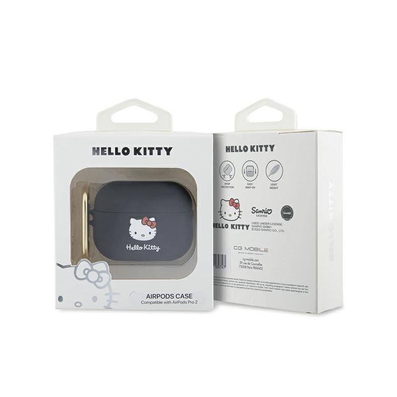 Etui Hello Kitty Silicone 3D Kitty Head na AirPods Pro 2 (2022/ 2023) - czarne