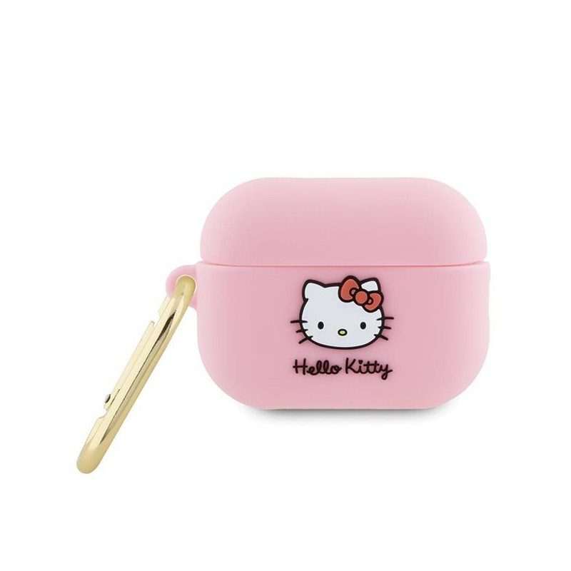Etui Hello Kitty Silicone 3D Kitty Head na AirPods Pro 2 (2022/ 2023) - różowe Etui Hello Kitty Silicone 3D Kitty Head na AirPods Pro 2 (2022/ 2023) - różowe