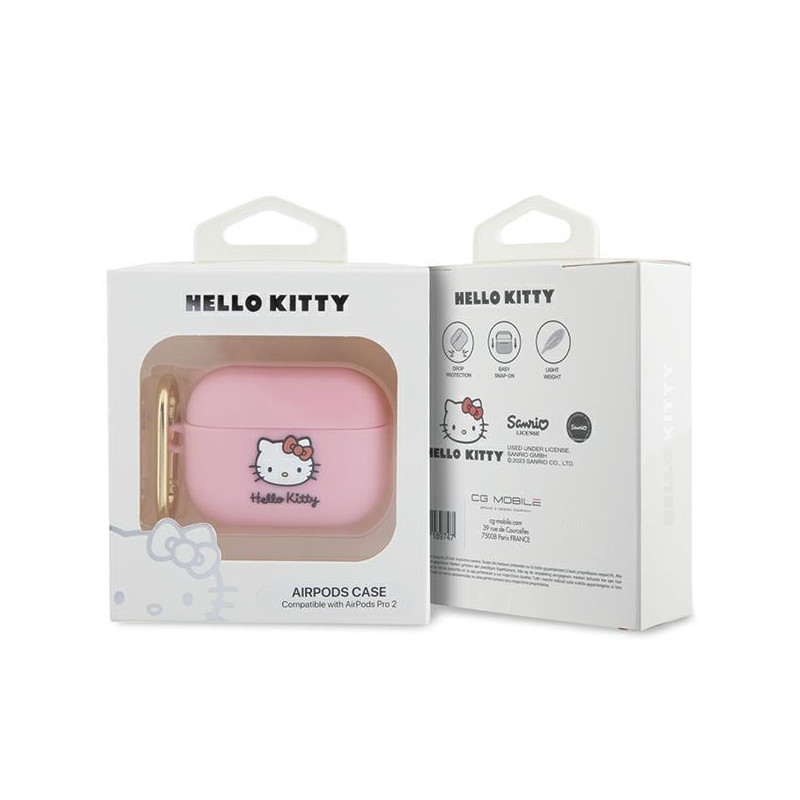 Etui Hello Kitty Silicone 3D Kitty Head na AirPods Pro 2 (2022/ 2023) - różowe