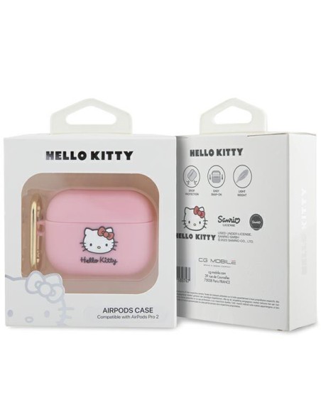 Etui Hello Kitty Silicone 3D Kitty Head na AirPods Pro 2 (2022/ 2023) - różowe Etui Hello Kitty Silicone 3D Kitty Head na AirPods Pro 2 (2022/ 2023) - różowe