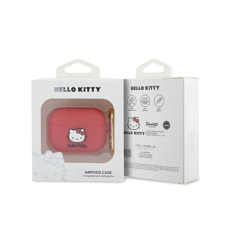 Etui Hello Kitty Silicone 3D Kitty Head na AirPods Pro - fuksjowe
