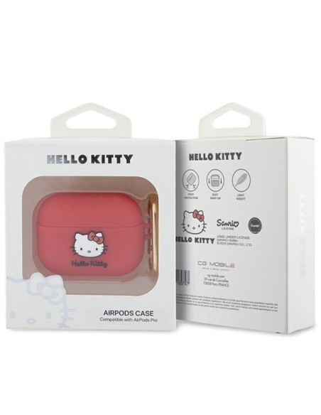 Etui Hello Kitty Silicone 3D Kitty Head na AirPods Pro - fuksjowe Etui Hello Kitty Silicone 3D Kitty Head na AirPods Pro - fuksjowe