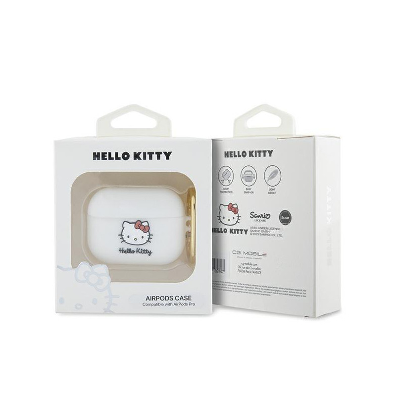 Etui Hello Kitty Silicone 3D Kitty Head na AirPods Pro - białe