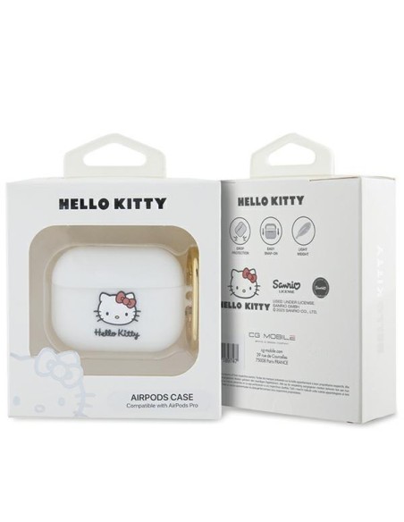 Etui Hello Kitty Silicone 3D Kitty Head na AirPods Pro - białe Etui Hello Kitty Silicone 3D Kitty Head na AirPods Pro - białe